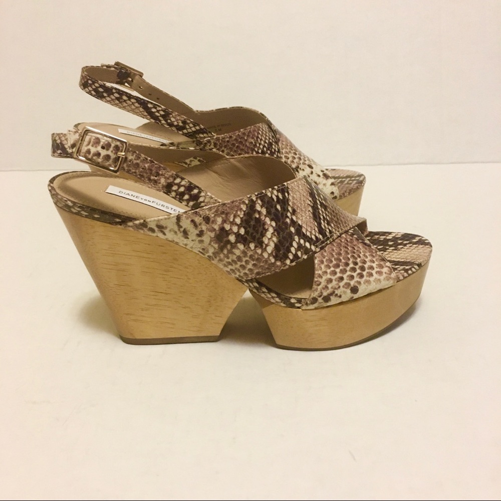 Diane Von Furstenberg Snakeskin Platform Sandals